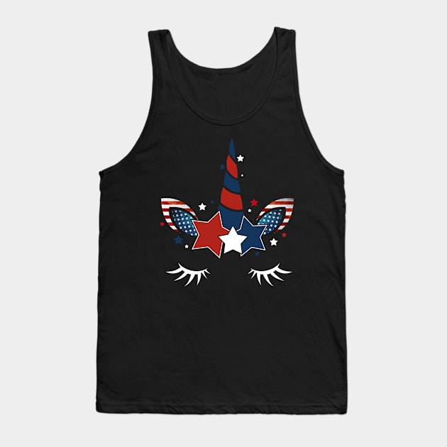 Patriotic Unicorn American Flag 4th Of July Gift Tank Top by Kaileymahoney